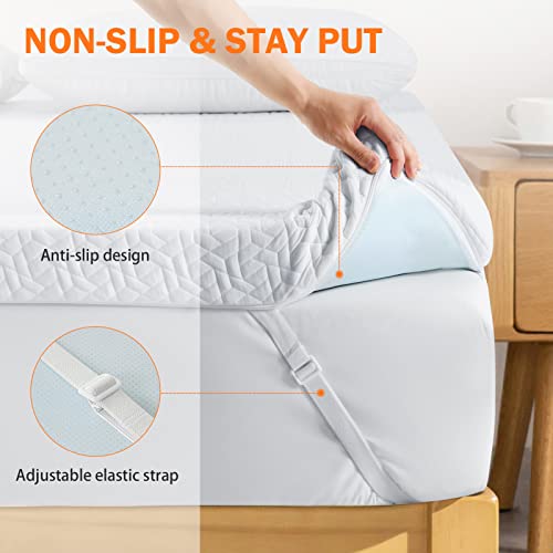 3 Inch Gel Memory Foam Mattress Topper Queen Size , Cooling Mattress Pad Cover for Back Pain, Bed Topper with Removable Bamboo Cover，Soft & Breathable