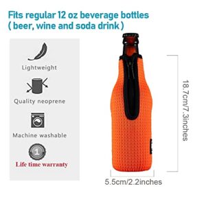 Beer Bottle Sleeve Insulators 12oz 330ml Standard Beer Bottle Cooler Covers Zip-up Bottle Jacket 12OZ Beer Bottle Holder Non-slip Thick Neoprene Sleeves 4PC Pack (Black/Red/Blue/Grey)