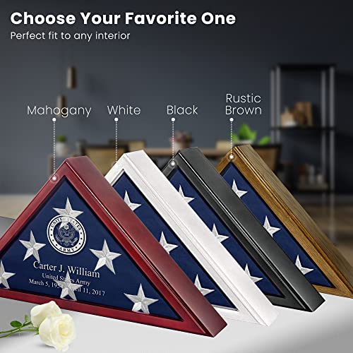 SmartChoice Personalized Flag Case for American Veteran Flag 9.5 X 5 Feet Flag Display Case for Burial Flag Wall Mounted Flag Box Display Case for Burial Flag to Display Folded Flag Glass Front.