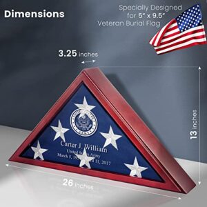 SmartChoice Personalized Flag Case for American Veteran Flag 9.5 X 5 Feet Flag Display Case for Burial Flag Wall Mounted Flag Box Display Case for Burial Flag to Display Folded Flag Glass Front.