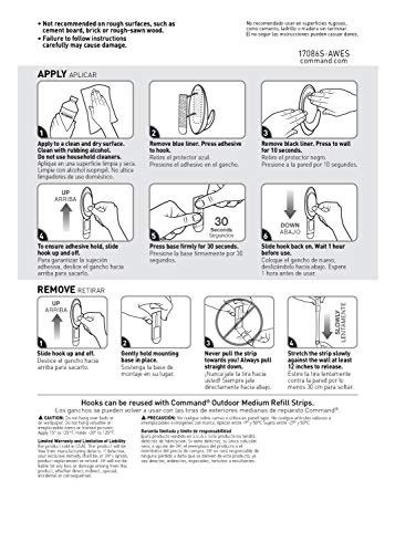 Command 17086S-AW-E Outdoor Terrace, Medium, Slate, 2-Hooks (17086S-AWES), 0, 2 Count