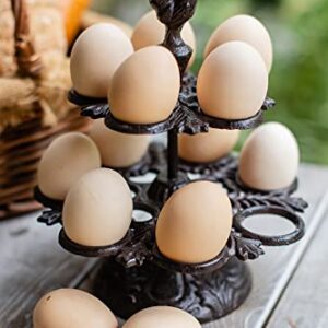 Vixdonos Rustic Egg Holder Iron Egg Rack Rooster Egg Tray for 12 Fresh Eggs