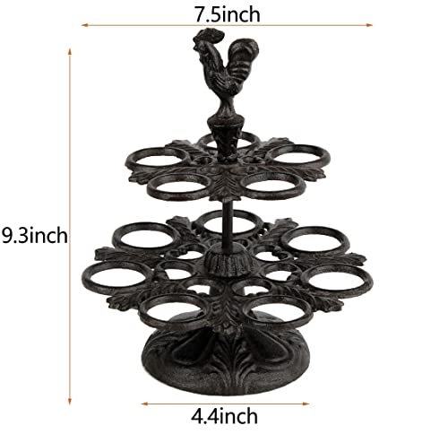 Vixdonos Rustic Egg Holder Iron Egg Rack Rooster Egg Tray for 12 Fresh Eggs