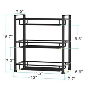 Bathroom Countertop Organizer, Packism 3 Tier Premium Detachable Kitchen Spice Rack for Counter top, Wire Basket Storage Counter Shelf Organizer, Black