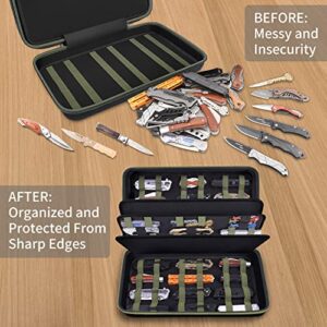 HESPLUS Knife Display Case for 65+ Pocket Knives, Folding Knife Organizer Butterfly Knife Storage Box Carrying Bag Knife Roll Collection Holder for Tactical Survival Outdoor Camping EDC Mini Knife