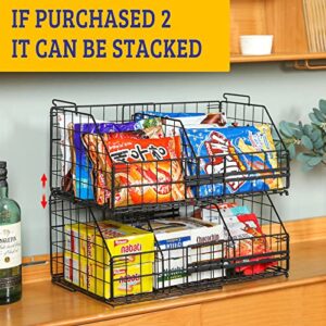 Can Storage Dispenser,Capacity Adjustable Can Storage Basket with Handles,Large Canned Food Basket for Kitchen Cabinet Organizer or Pantry Countertop,Soda,Snack,Black