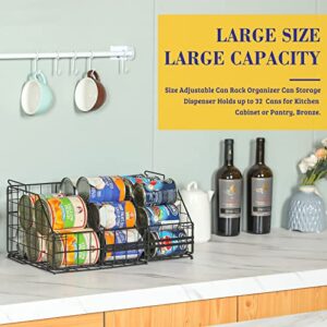 Can Storage Dispenser,Capacity Adjustable Can Storage Basket with Handles,Large Canned Food Basket for Kitchen Cabinet Organizer or Pantry Countertop,Soda,Snack,Black