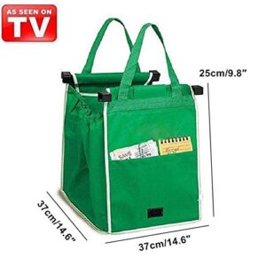 2Pack Reusable Shopping Trolley Bags Grab and Go Bag Collapsible Grocery Tote Bags with Handles, Clip on Shopping Cart As Seen On TV