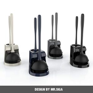 MR.SIGA Toilet Plunger and Bowl Brush Combo for Bathroom Cleaning, Gray, 1 Set