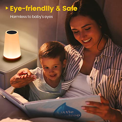 THAUSDAS Touch Lamp, Portable Dimmable Table Bedside Lamps for Bedroom with Quick USB Charging Port, 5 Level Warm White Light & 13 Color Changing RGB Night Light for Office/Hallways/Living Room