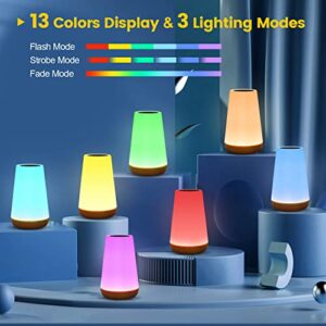 THAUSDAS Touch Lamp, Portable Dimmable Table Bedside Lamps for Bedroom with Quick USB Charging Port, 5 Level Warm White Light & 13 Color Changing RGB Night Light for Office/Hallways/Living Room