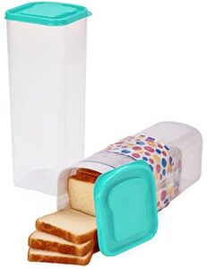 buddeez bread buddy bread box loaf plastic storage container holder for kitchen countertop – breadbox containers, set of 2