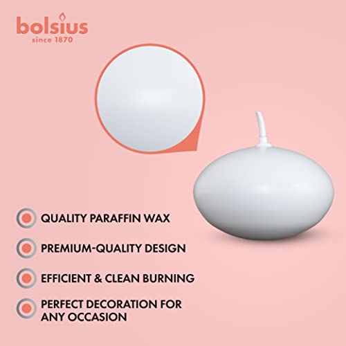 Bolsius White Floating Candles 1.75 Inch – 20 Pack Candle Set – 5+ Hours Burn Time – Premium European Quality – Smokeless & Dripless Smooth Flame – 100% Cotton Wick – Beach, Wedding, & Party Accessory