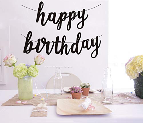 Fecedy Black Happy Birthday Alphabet Banner for Birthday Party Decorations