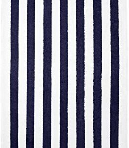 Amazon Basics Cabana Stripe Beach Towel - 2-Pack, Navy Blue