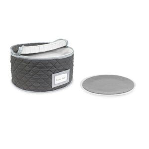 Fine China Storage - Set of 4 Quilted Cases for Dinnerware Storage. Sizes: 12" - 10" - 8.5" and 7" Long - Gray - Quilted Fabric Container with 48 Felt Plate Separators Included