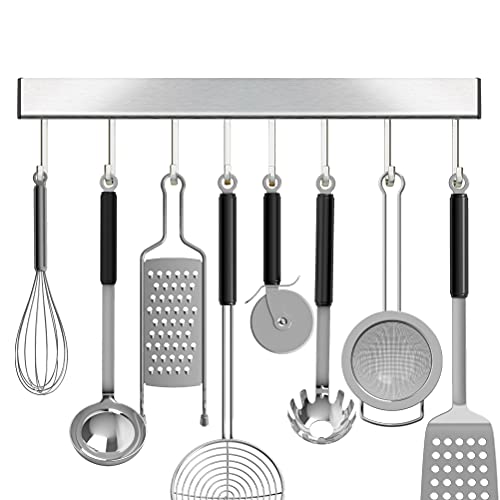 RR RAXMIN Utensil Racks with 10 hooks 16 Inch Kitchen Utensil Holders Punch Free Hanging Utensil Rack Multifunctional (16 inch)