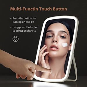 NEZZOE Makeup Mirror Touch Screen Vanity Mirror with LED Brightness Adjustable Portable USB Rechargeable