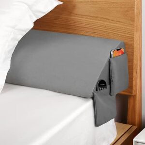 blumir bed wedge pillow/mattress wedge/headboard pillow//bolster pillow close the gap between your mattress and headboard(60″x10″x6″gray) /queen size
