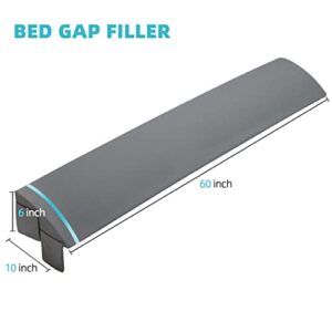 Blumir Bed Wedge Pillow/Mattress Wedge/Headboard Pillow//Bolster Pillow Close The Gap Between Your Mattress and Headboard(60"x10"x6"Gray) /Queen Size