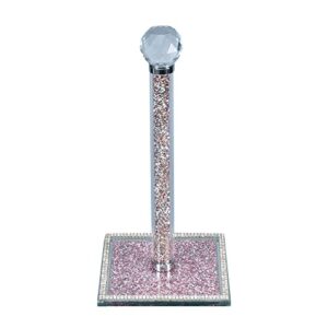 hochance pink crystal standing paper towel roll holder countertop weighted rack,glam cute bling rhinestone jeweled diamonds modern decoration christmas housewarming gifts for kitchen home bar