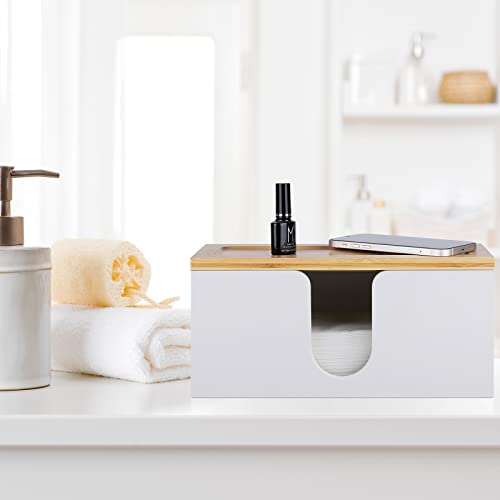 TURSTIN Wood Paper Towel Dispenser Folded Paper Towel Holder with Lid for Countertop and Wall Mounted, Wall Mount Paper Towel Holder Napkin Holder for Home. Bathroom, Kitchen, White