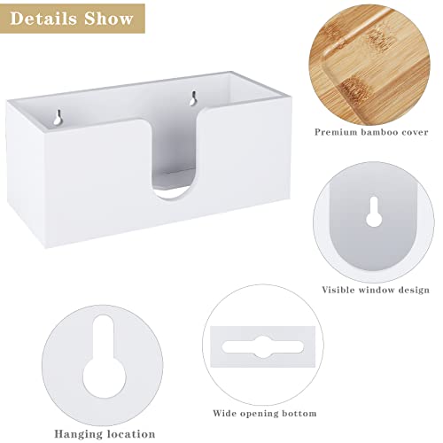 TURSTIN Wood Paper Towel Dispenser Folded Paper Towel Holder with Lid for Countertop and Wall Mounted, Wall Mount Paper Towel Holder Napkin Holder for Home. Bathroom, Kitchen, White