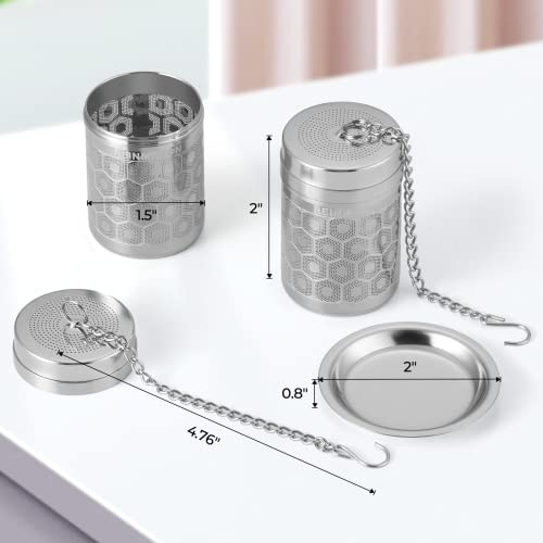 Reinmoson Tea Strainers for Loose Tea, Extra Fine Mesh Tea Infuser for Loose Leaf Tea, 304 Stainless Steel & Updated Slim Threaded Lid, Loose Leaf Tea Steeper for Black Tea, Rooibos, etc