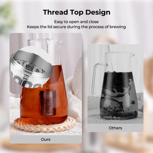 Reinmoson Tea Strainers for Loose Tea, Extra Fine Mesh Tea Infuser for Loose Leaf Tea, 304 Stainless Steel & Updated Slim Threaded Lid, Loose Leaf Tea Steeper for Black Tea, Rooibos, etc