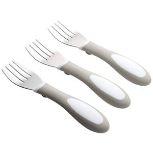 ecr4kids-elr-18104 my first meal pal toddler forks, bpa-free and dishwasher safe utensils for babies and kids, children’s flatware for self-feeding, white/light grey (3-pack)