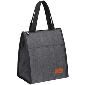 lunch bag, bagseri insulated lunch tote bags for women men, portable reusable adult lunch cooler bag thermal organizer, water-resistant lining (dark grey)