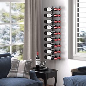 charavector stainless steel wine rack wall mounted 18 bottles, industrial wall wine rack, matte black hanging wine rack, wall-mounted wine racks for red, white and champagne, home and kitchen decor…
