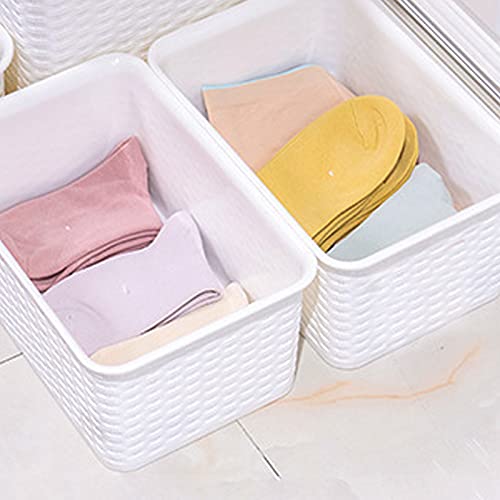 Dicunoy 3 Pack Lidded Storage Bins, Stackable Bathroom Storage Baskets with Lids, Small White Plastic Pantry Organizer with Handle for Kitchen, RV, Lockers, Classrooms, School, Toys, 11" x 7" x 5"