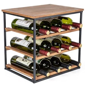 wine rack countertop tabletop wine holder – rustic wine stand 12 bottle freestanding storage display wine cabinet