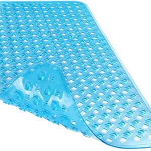 Yimobra Original Bathtub Mat Non Slip, Bath Mats for Tub, Shower Mat with Drain Holes Suction Cups, Machine Washable, BPA, Latex,Phthalate Free, 34.5 x 15.5 Inches, Clean Blue