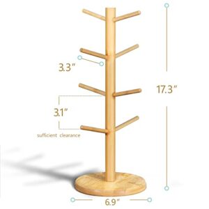 Lorbro Coffee Mug Tree with 8 Hooks, Mug Tree Stand, Bamboo Coffee Cup Holder, Countertop Mug Tree, Mug Stand Kitchen Organizer, Cafe Accessories Decor & Kitchen Organizer Storage Stand