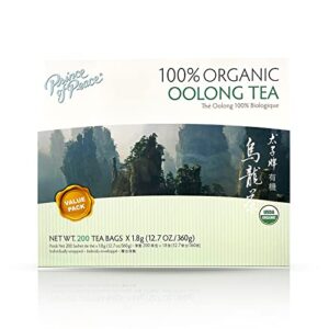prince of peace 100 % organic tea, best value family size, 200 tea bags (organic oolong tea)