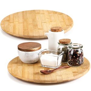 10 inch bamboo wood lazy susan organizers – non-skid turntable rack for table, pantry organization and storage, kitchen, cabinets, closets, spice rack – large base, anti-rollover – 2 pack