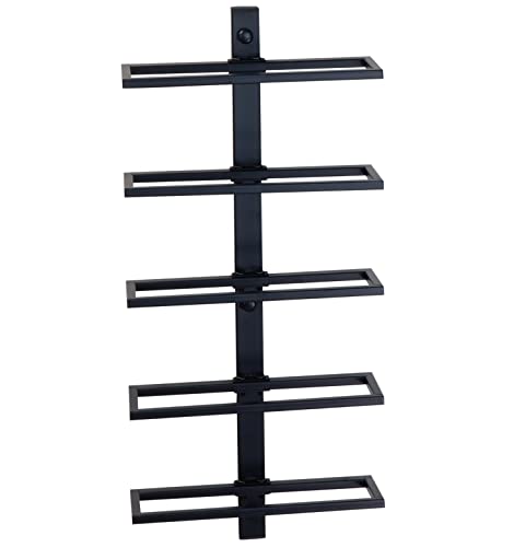 Farmhouse Vertical Wall Mounted Wine Rack, Industrial Metal Wine Holder Rack, Hanging Display Shelf for 5 Wine Bottles, Modern Black Wall Mount Wine Holder for Home Kitchen Living Room Cafe Bar Decor