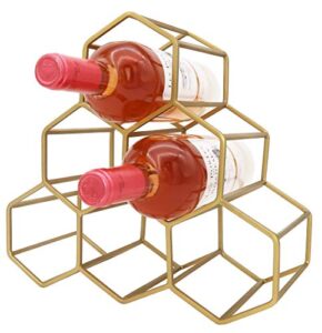 godinger wine rack, 6 wine bottle storage holder, metal countertop stand for wine bottles
