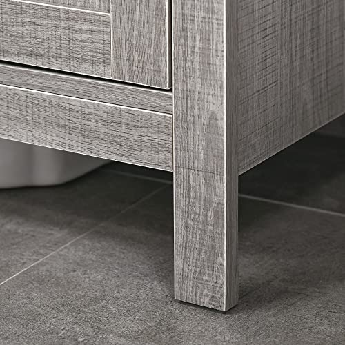 kleankin Pedestal Sink Storage Cabinet, Bathroom Under Sink Cabinet with 2 Doors and Open Shelf, Bathroom Vanity, Space Saver Organizer, Grey