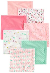 simple joys baby girl’s 7 pack flannel receiving blankets accessory, pink/white, one size