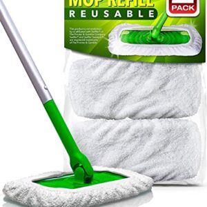 VanDuck Reusable 100% Cotton Mop Pads Compatible with Swiffer Sweeper Mops (2-Pack) Washable Mop Pads for Wet & Dry Use (Mop is Not Included)