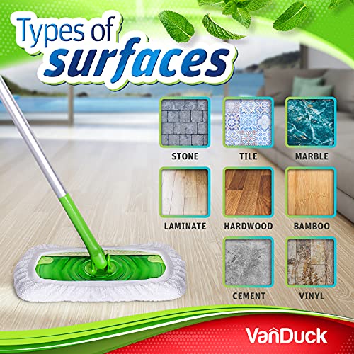 VanDuck Reusable 100% Cotton Mop Pads Compatible with Swiffer Sweeper Mops (2-Pack) Washable Mop Pads for Wet & Dry Use (Mop is Not Included)