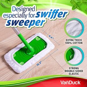 VanDuck Reusable 100% Cotton Mop Pads Compatible with Swiffer Sweeper Mops (2-Pack) Washable Mop Pads for Wet & Dry Use (Mop is Not Included)