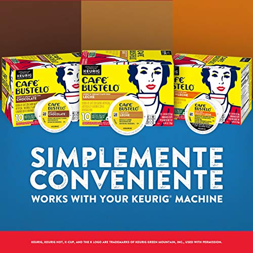 Café Bustelo Café con Leche Flavored Espresso Style Coffee, 10 Keurig K-Cup Pods