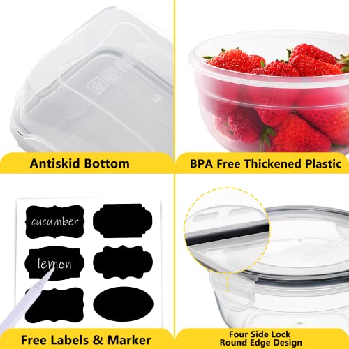 34 PCS Food Storage Containers Set with Airtight Lids (17 Lids &17 Containers) - BPA-Free Plastic Food Container for Kitchen Storage Organization, Salad Fruit Lunch Containers with Labels & Marker