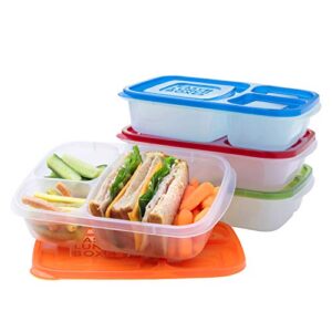 easylunchboxes® – bento lunch boxes – reusable 3-compartment food containers for school, work, and travel, set of 4, classic