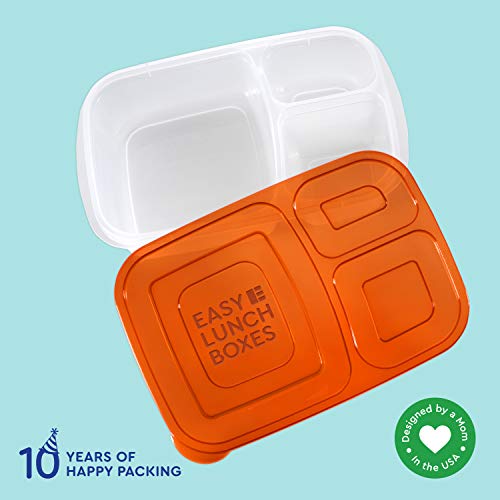 EasyLunchboxes® - Bento Lunch Boxes - Reusable 3-Compartment Food Containers for School, Work, and Travel, Set of 4, Classic