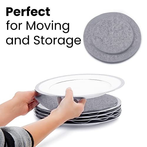 Felt Plate China Storage Dividers Protectors Grey Large Thick and Premium Soft (Round, Grey)